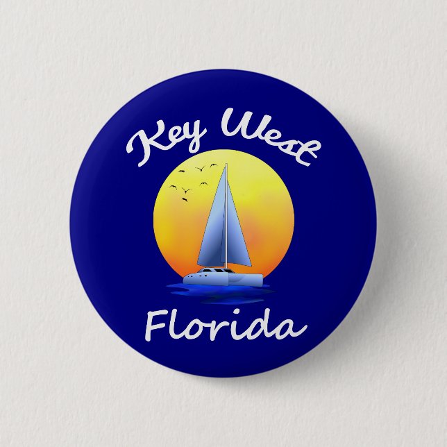 Key West Florida Keys Sailing 6 Cm Round Badge (Front)