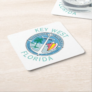 Key West - Florida Keys Square Paper Coaster
