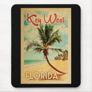 Key West Florida Palm Tree Beach Vintage Travel Mouse Pad