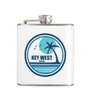 Key West Florida Palm Tree Birds Hip Flask