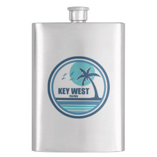 Key West Florida Palm Tree Birds Hip Flask