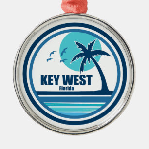Key West Florida Palm Tree Birds Metal Ornament
