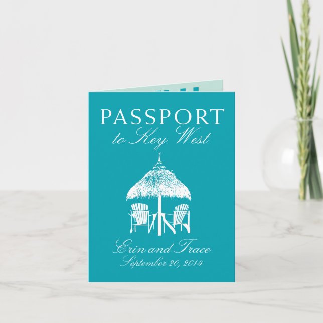 Key West Florida Passport Wedding Invitation (Front)