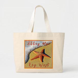 Key West Florida Pretty Starfish and Name Large Tote Bag