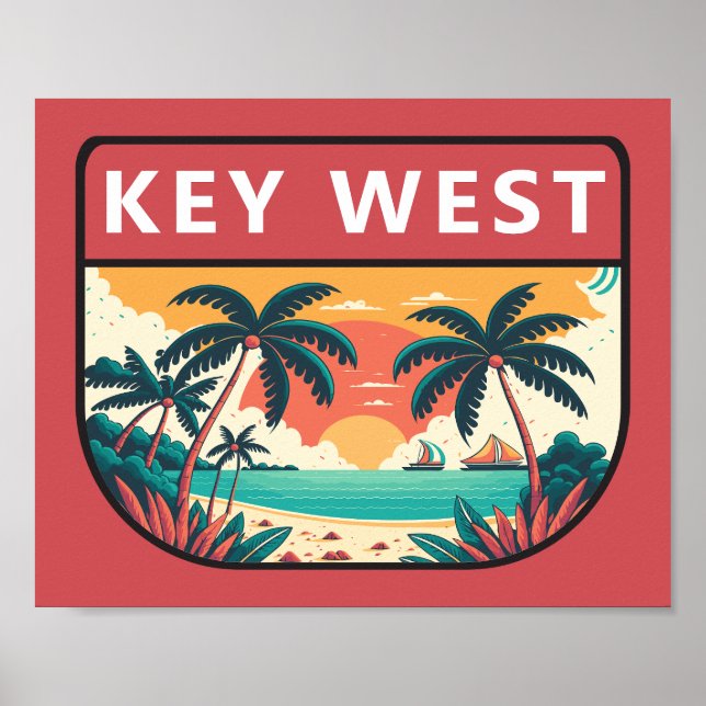 Key West Florida Retro Emblem Poster (Front)