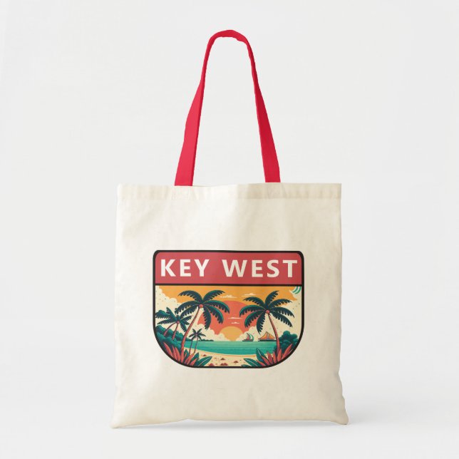 Key West Florida Retro Emblem Tote Bag (Front)