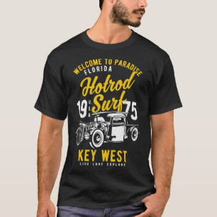 Key West Florida Retro Hotrod Surf Distressed 3 T-Shirt