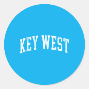 Key West Florida Retro Varsity Arched Text Vintage Classic Round Sticker