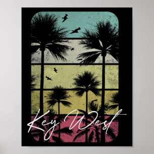 Key West Florida Retro Vintage Beach Surf Surfing Poster