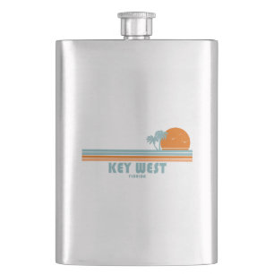 Key West Florida Sun Palm Trees Hip Flask