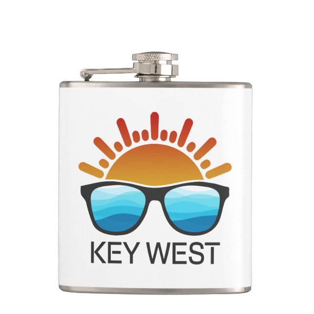 Key West Florida Sunglasses Hip Flask (Front)