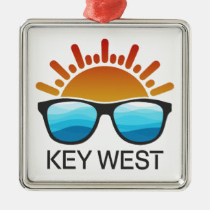 Key West Florida Sunglasses Metal Ornament
