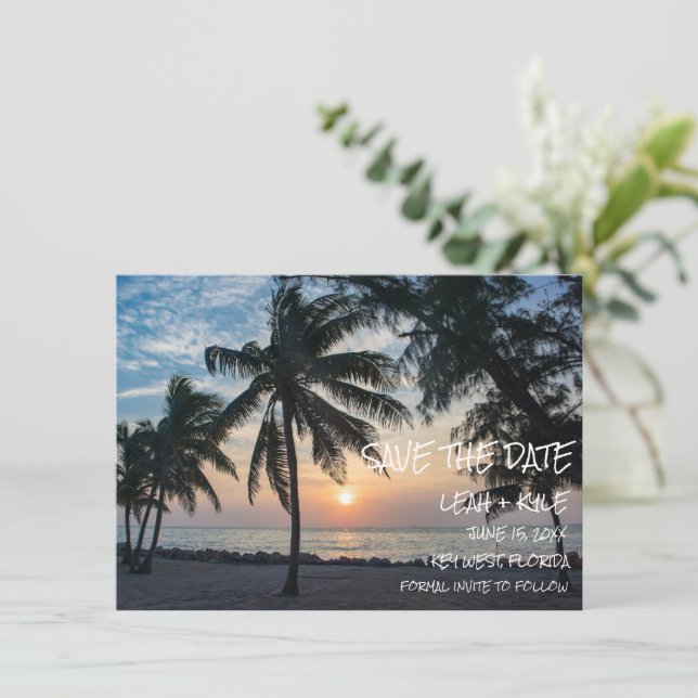 Key West, Florida Sunset Destination Wedding  Save The Date (Standing Front)
