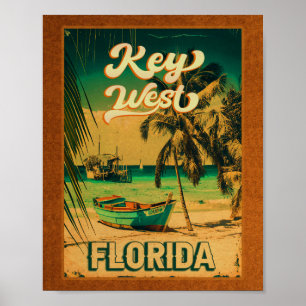 Key West Florida Sunset Vacation Souvenirs Vintage Poster