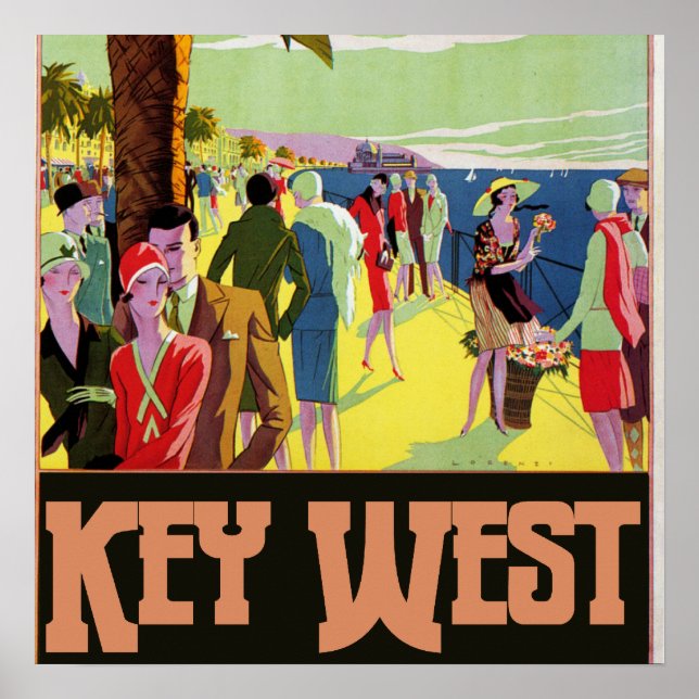 Key West Florida Travel Vintage Artwork Poster (Front)