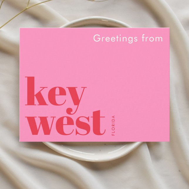 Key West Florida typographic pink  Postcard (Creator Uploaded)