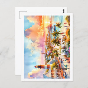 Key West Florida USA Famous Place watercolor Postcard