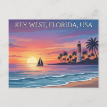 Key West Florida USA Sunset Travel Postcard