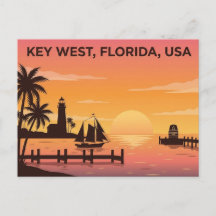 Key West Florida USA Sunset Travel Postcard