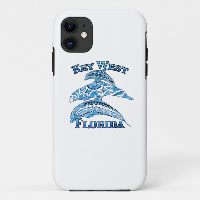 Key West Florida Vacation Tribal Dolphins Case-Mate iPhone Case (Back)