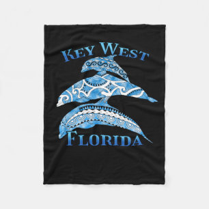 Key West Florida Vacation Tribal Dolphins Fleece Blanket