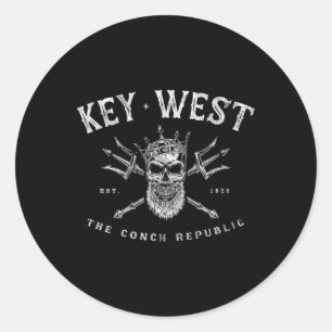 Key West Florida Vintage Poseidon Conch Republic Classic Round Sticker