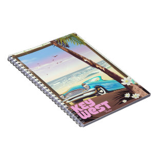 key west florida vintage travel poster notebook