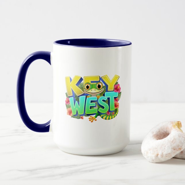Key West Gecko Florida Mug (With Donut)