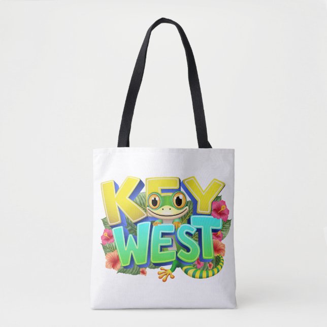 Key West Gecko Florida Tote Bag (Front)