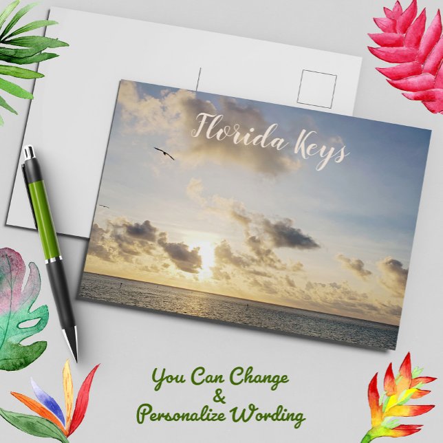Key West Golden Sunset with Bird Flying Postcard (Creator Uploaded)
