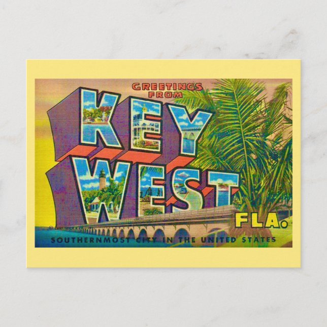 Key West Greeting Yellow Postcard (Front)