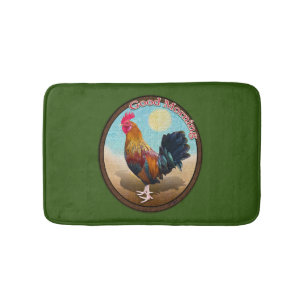 Key West - Gypsy Rooster Good Morning Vintage Oval Bath Mat