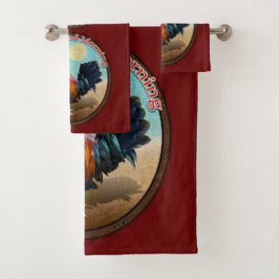 Key West - Gypsy Rooster Good Morning Vintage Oval Bath Towel Set