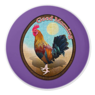 Key West - Gypsy Rooster Good Morning Vintage Oval Ceramic Knob