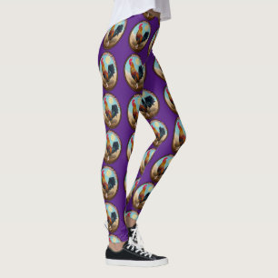 Key West Gypsy Rooster Rise and Shine Vintage Oval Leggings