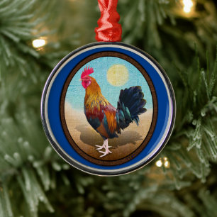 Key West - Gypsy Rooster Vintage Oval Metal Ornament