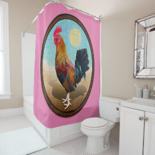 Key West - Gypsy Rooster Vintage Oval Shower Curtain