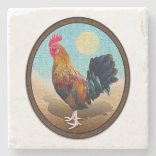 Key West - Gypsy Rooster Vintage Oval Stone Coaster