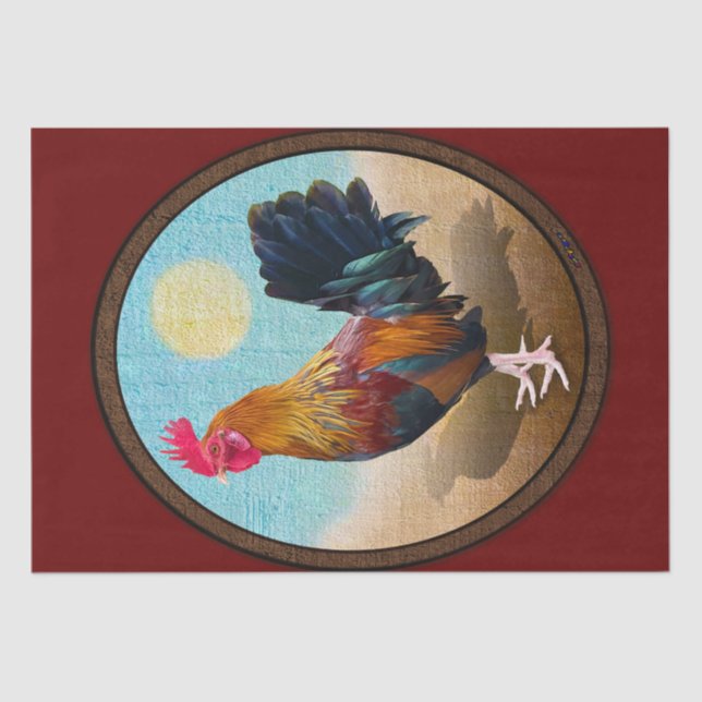 Key West - Gypsy Rooster Vintage Oval Tissue Paper (Front)