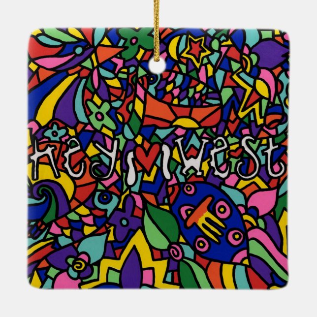 Key West Hand Painted Art Christmas Ornament (Back)