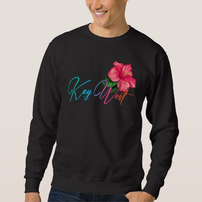 Key West Hibiscus Flowers Florida Beach Luau Party Sweatshirt (Front)