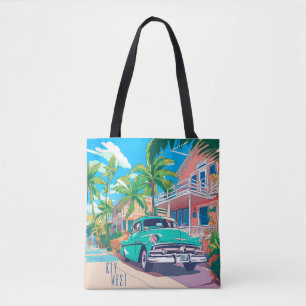 Key West in the 50's Watercolor Tote Bag