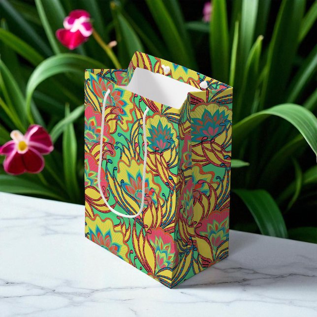 Key West Island Tropical Floral Pattern Medium Gift Bag (Creator Uploaded)