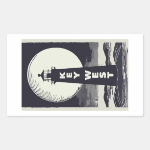 Key West Lighthouse Moon Rectangular Sticker