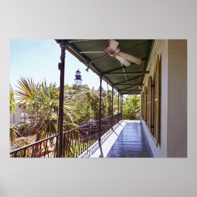 Key West Lighthouse View from Hemingway House Poster (Front)