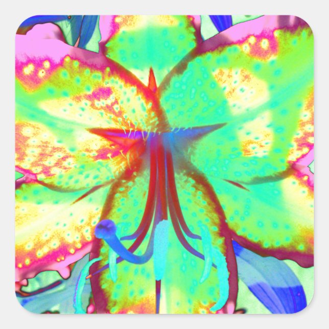 Key West Lily Square Sticker (Front)