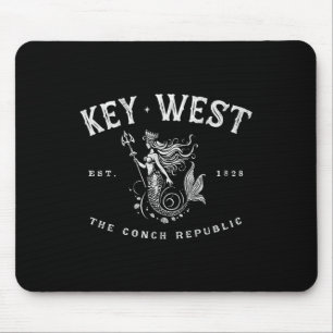 Key West Mermaid Conch Republic Vintage Scu Fishin Mouse Pad