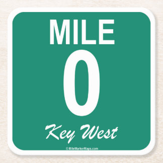 Key West Mile Marker 0 Square Paper Coaster