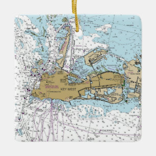 Key West Nautical Chart Ceramic Ornament