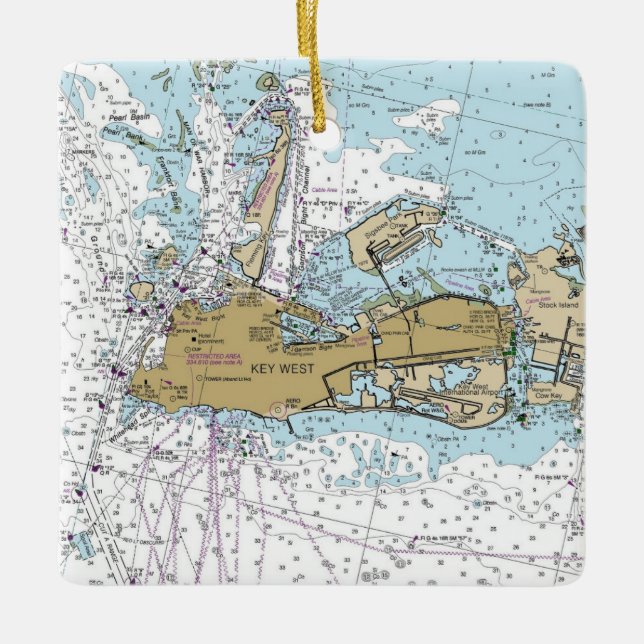Key West Nautical Chart  Ceramic Ornament (Front)